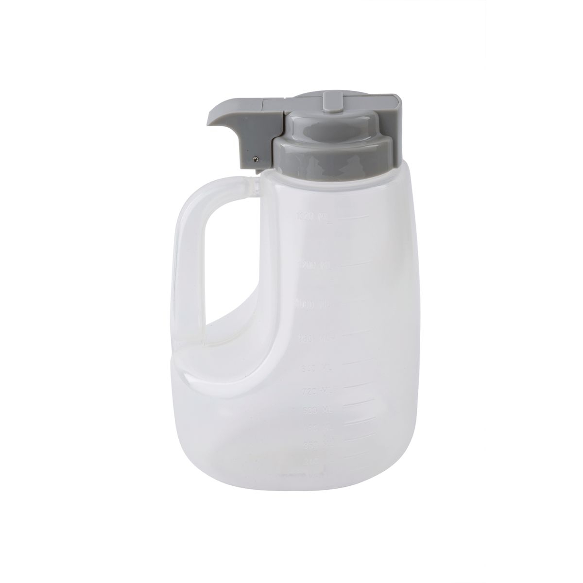 Tablecraft Clarified Polypropylene Condiment Dispenser with Gray ABS Top, 48 Ounce Capacity -- 6 per case