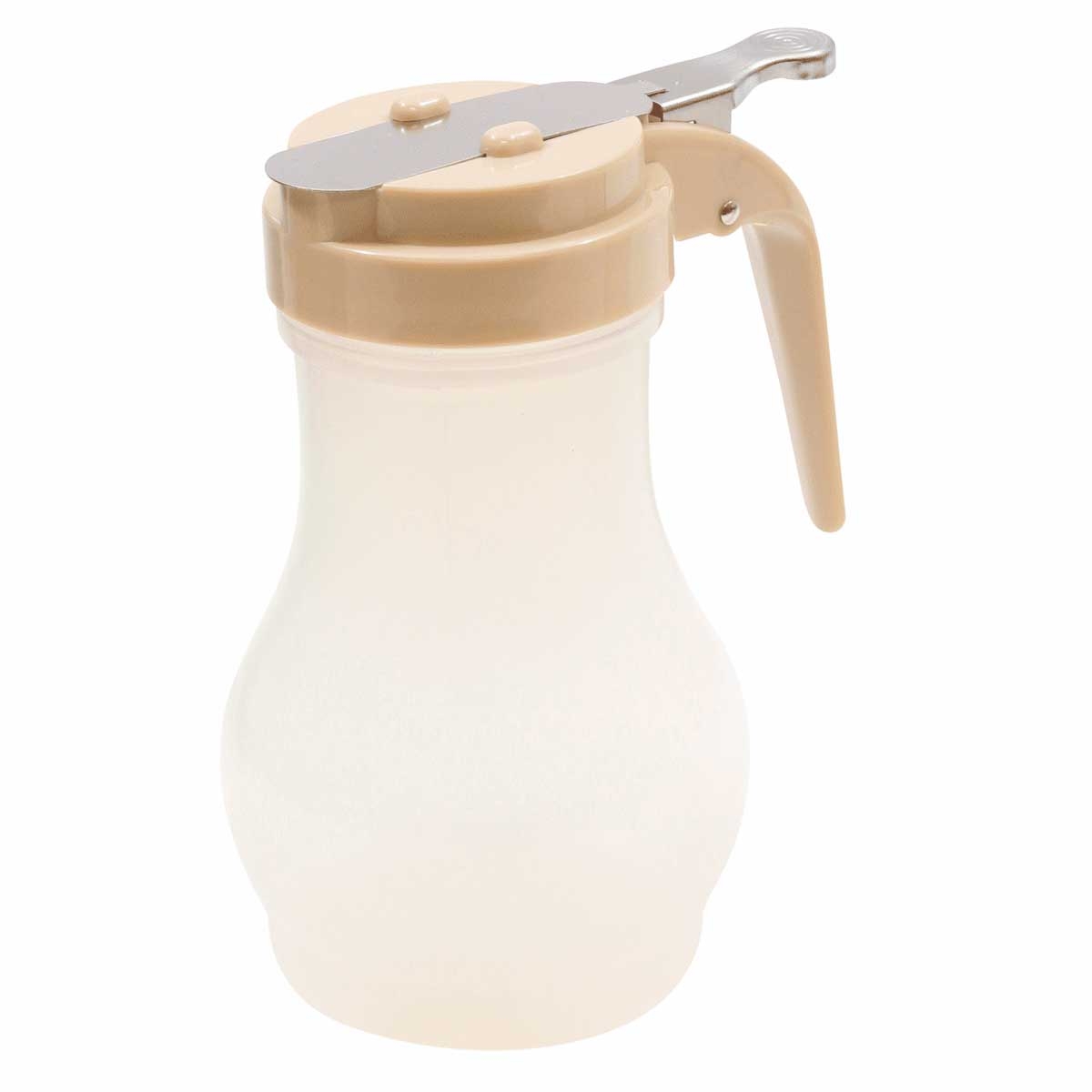 Tablecraft Polypropylene Teardrop Syrup Dispenser with Almond ABS Top, 10 Ounce -- 12 per case