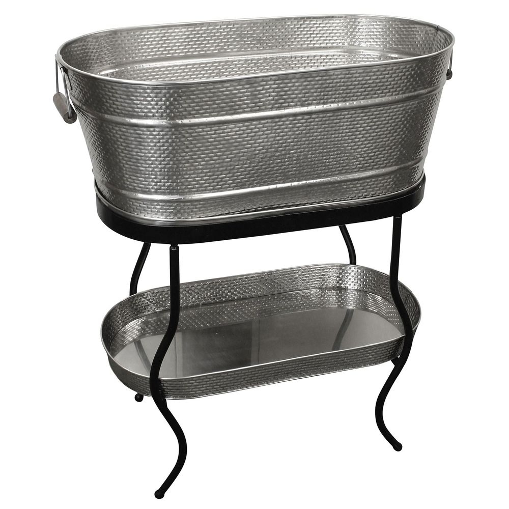 Tablecraft Brickhouse Stainless Steel Black Powder Coated Steel Single Wall Beverage Tub Set, 12.75 Gallon Capacity