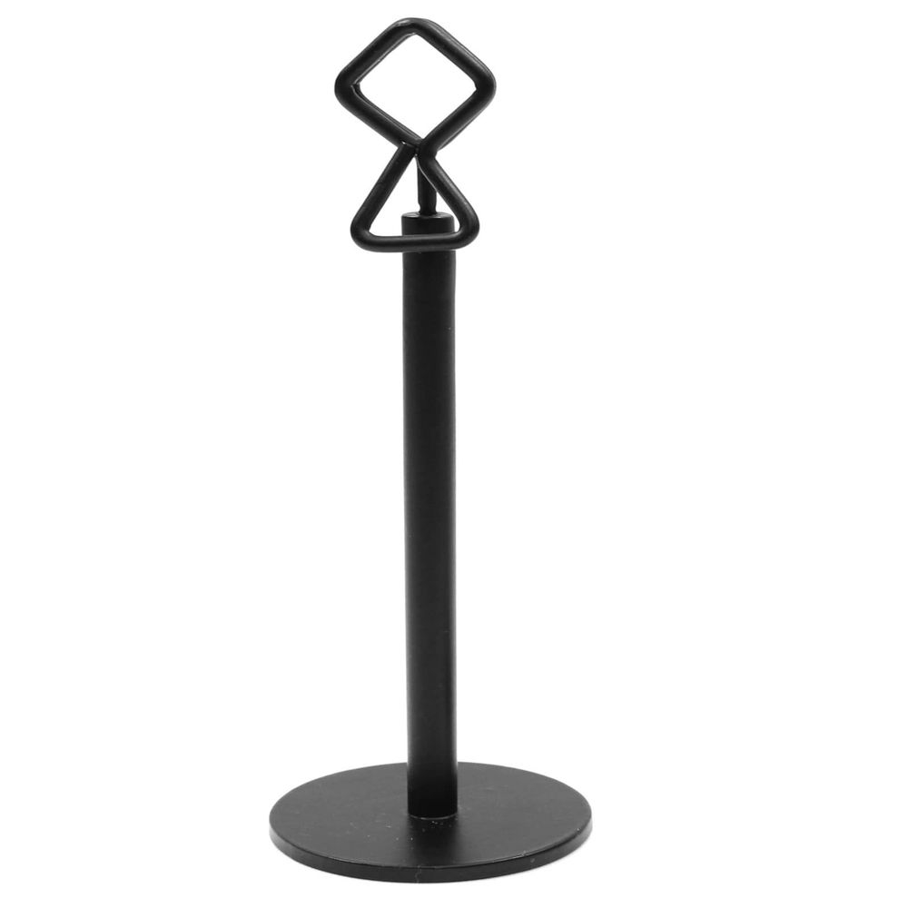 Tablecraft Black Powder Coated Metal Card and Number Holder Stand with Clip, 6 inch