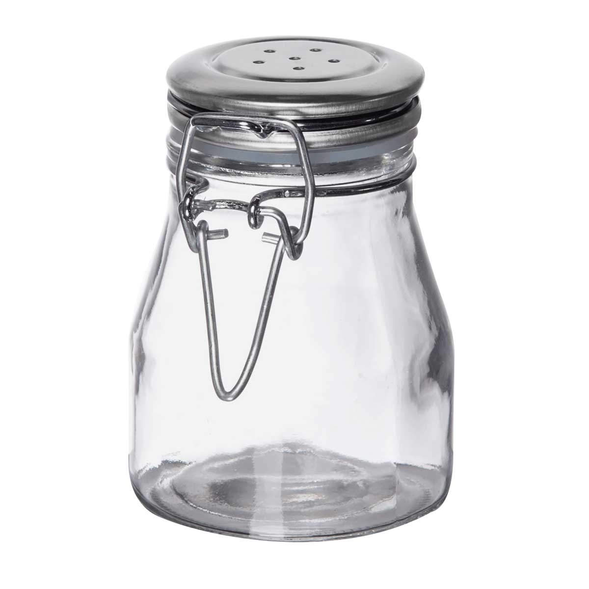 Tablecraft Glass Resealable Salt and Pepper Shaker with Stainless Steel Clip Top, 3.5 Ounce -- 6 per case