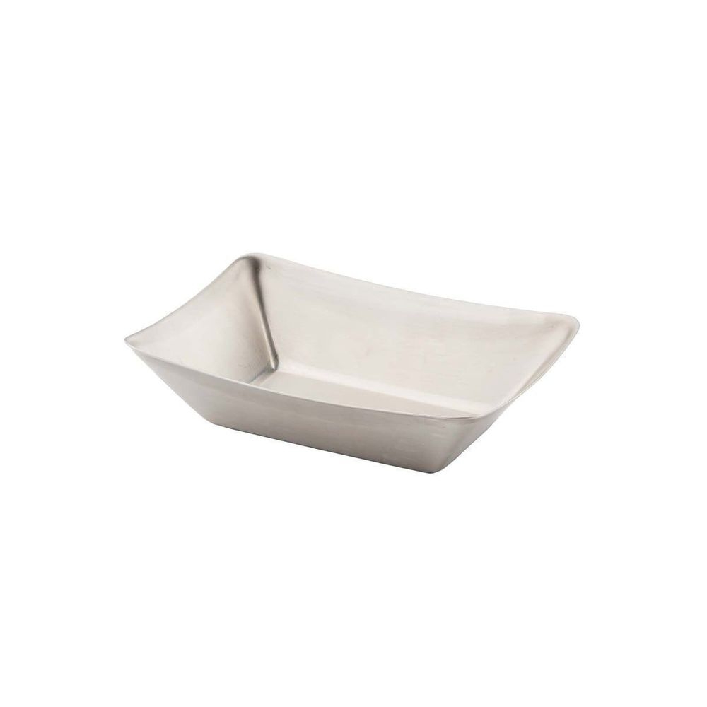 Tablecraft Better Burger Collection Brushed Stainless Steel Small Fry Tray, 5.125 x 3.5 x 1.25 inch