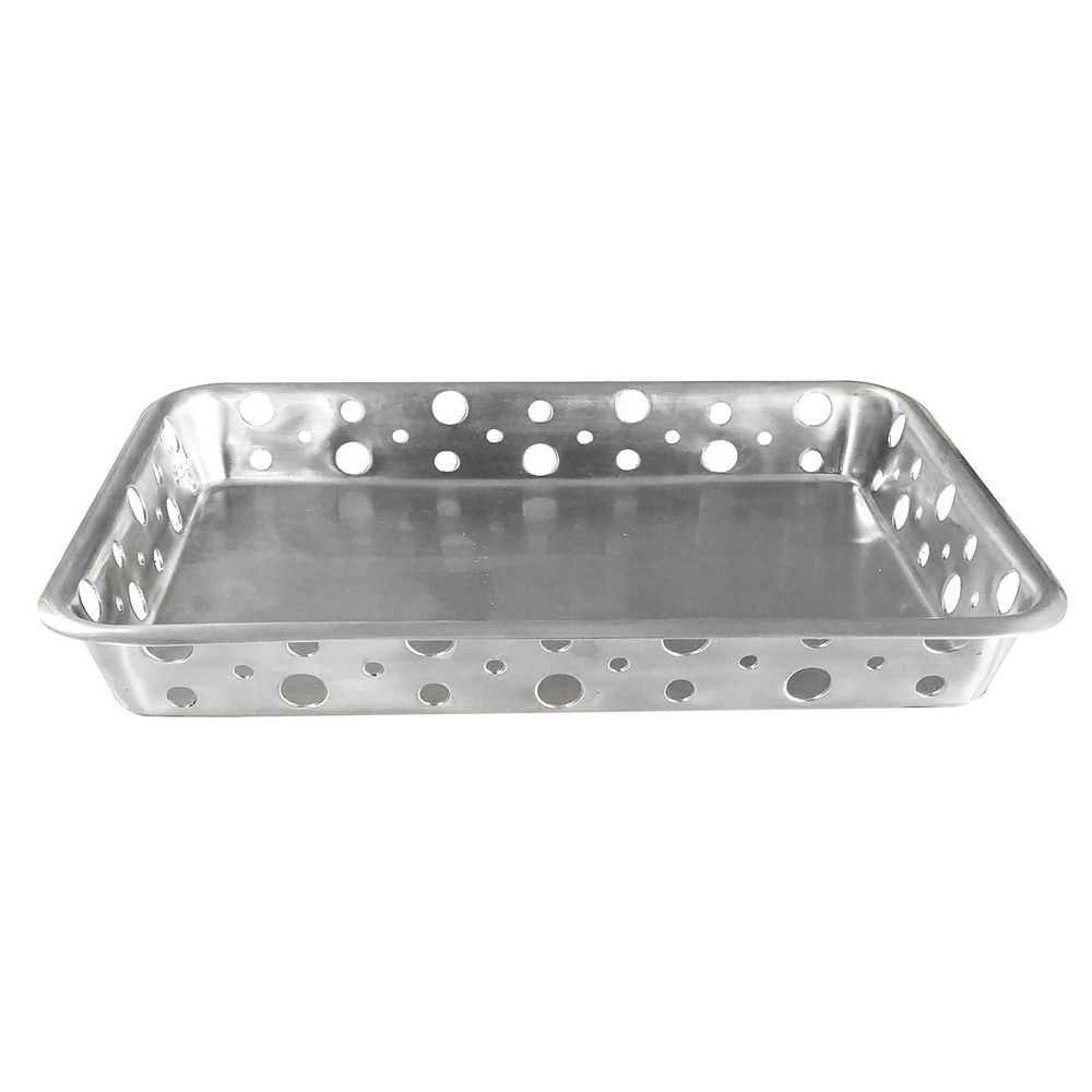Tablecraft Stainless Steel Rectangular Tray with Stamped Circles, 9 x 6.5 x 1.25 inch