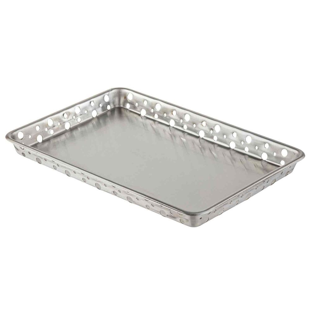 Tablecraft Stainless Steel Rectangular Tray with Stamped Circles, 13 x 9 x 1.25 inch