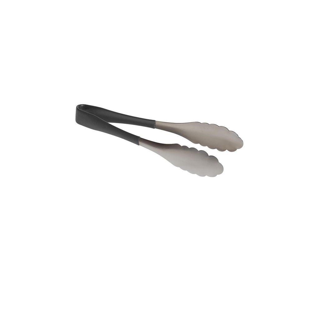 Tablecraft Anti Microbial Black Vinyl Coated Stainless Steel Tong, 9 inch