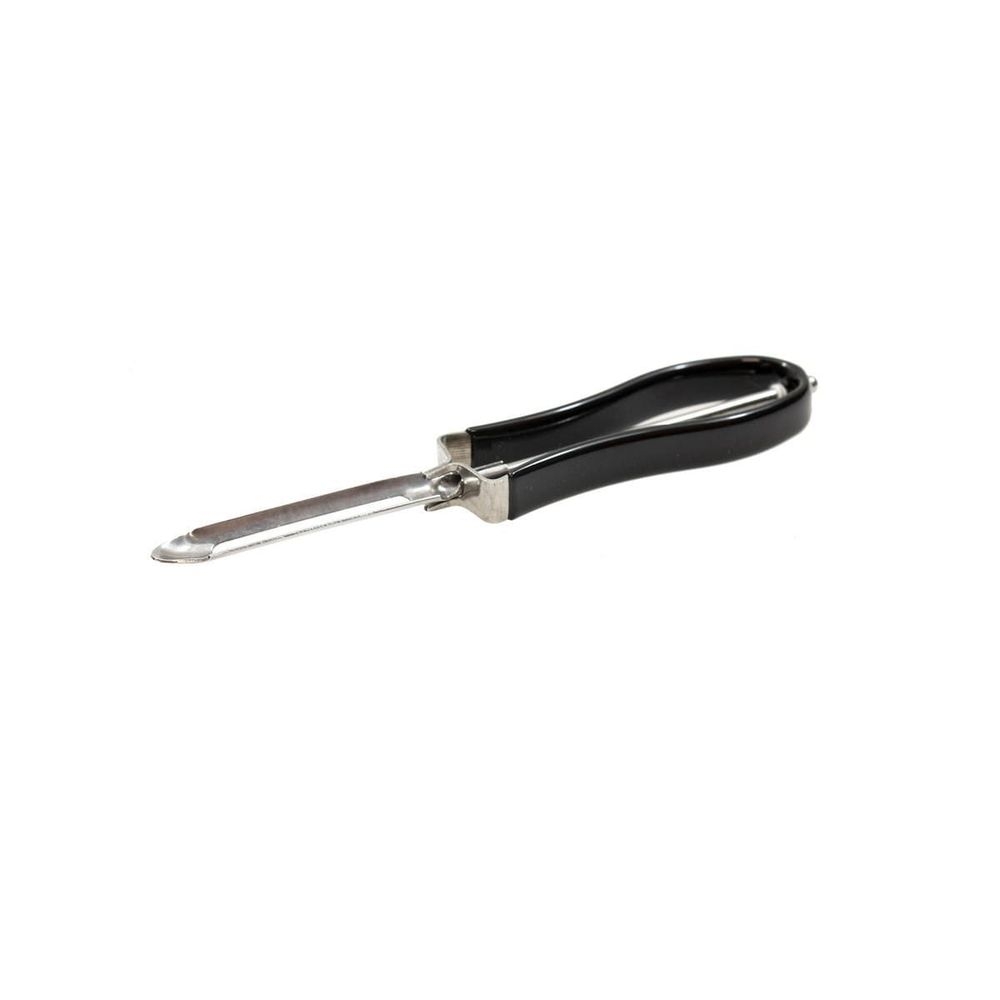 Tablecraft Stainless Steel Swivel Peeler with Black Vinyl Handle