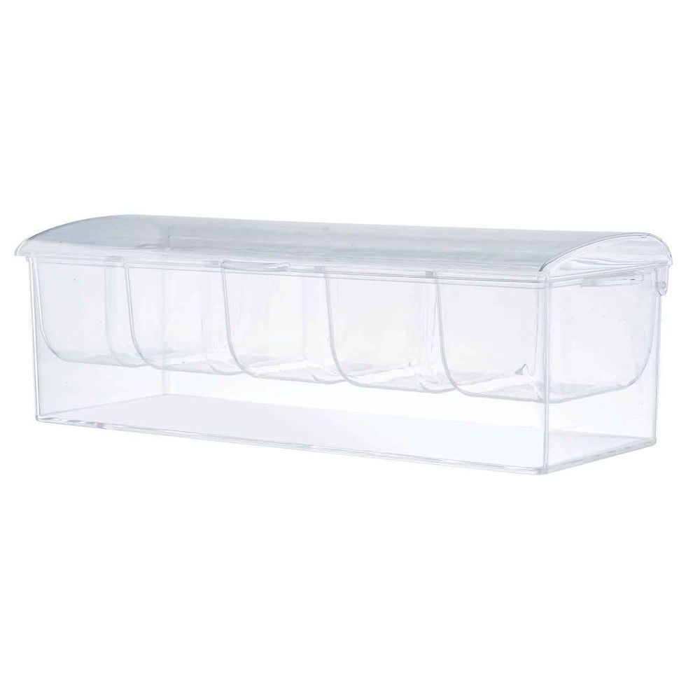 Tablecraft Polystyrene Bar Condiment Holder with Five 1.2 Pint Insert, 16.125 x 6.25 x 5 inch -- 6 per case (