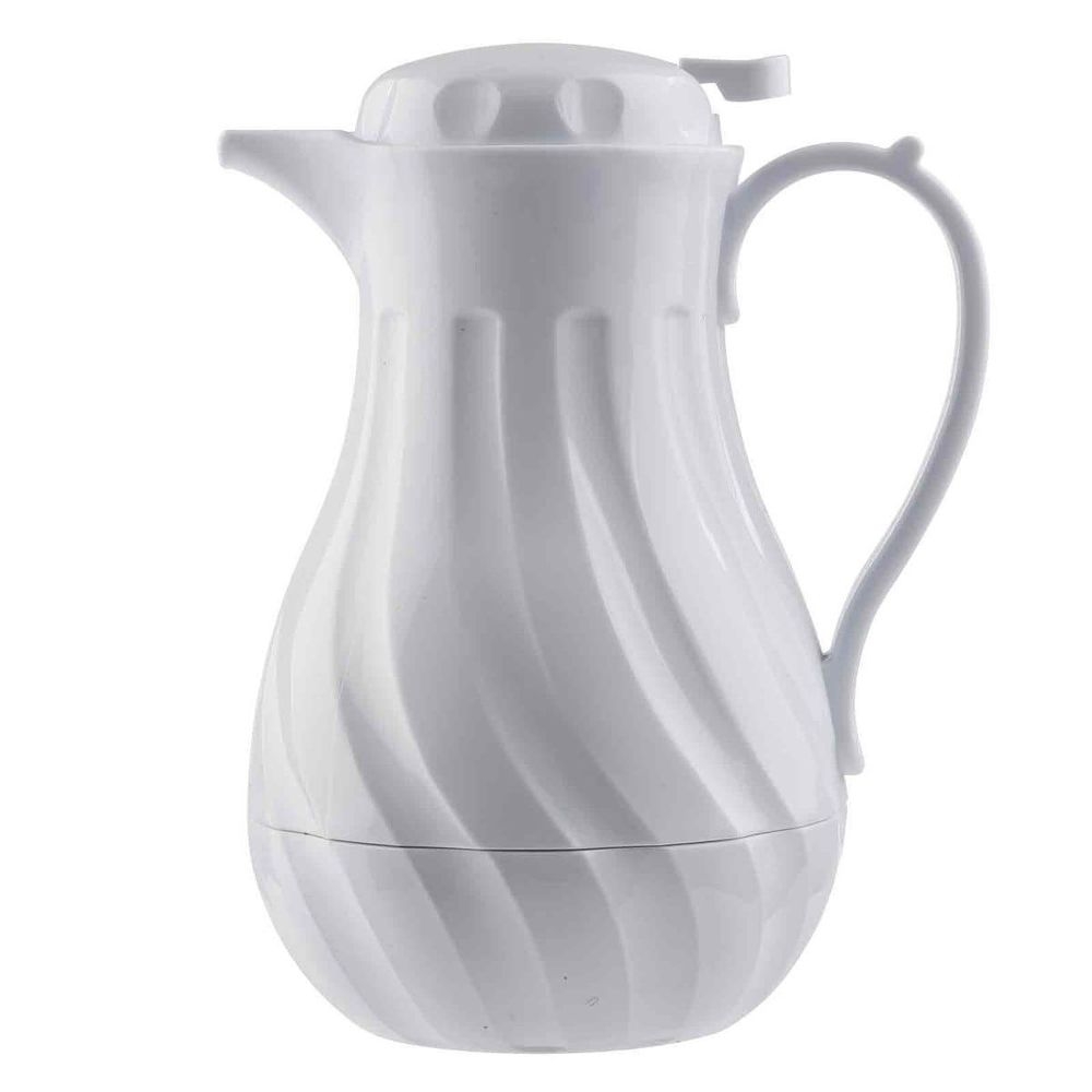 Tablecraft Polypropylene White Insulated Swirl Coffee Carafe, 40 Ounce Capacity