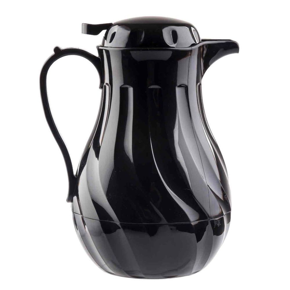 Tablecraft Polypropylene Black Insulated Swirl Coffee Carafe, 40 Ounce Capacity