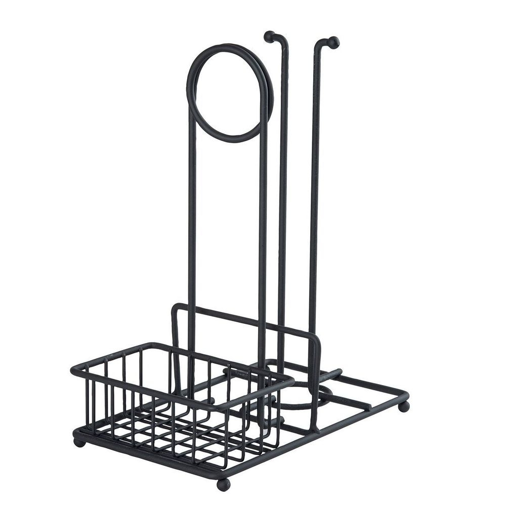 Tablecraft Black Powder Coated Metal Paper Towel Holder and Condiment Caddy, 10 x 6 x 12.25 inch