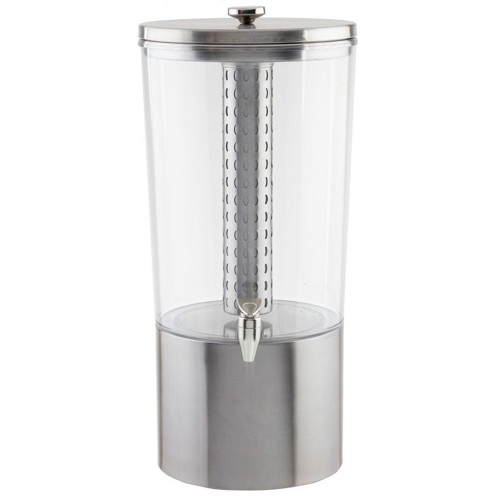 Tablecraft Single Stainless Steel Upscale Beverage Dispenser with Tritan Plastic and Nickel Plated ABS Faucet, 4.5 Gallon Capacity