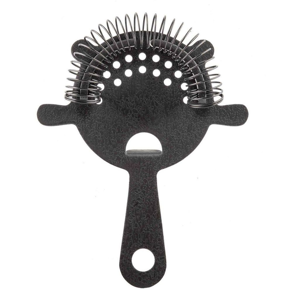 Tablecraft 18/8 Stainless Steel Black PVD with Random Acid Etch Finish 4-Prong Strainer, 6 x 4.75 x 0.75 inch