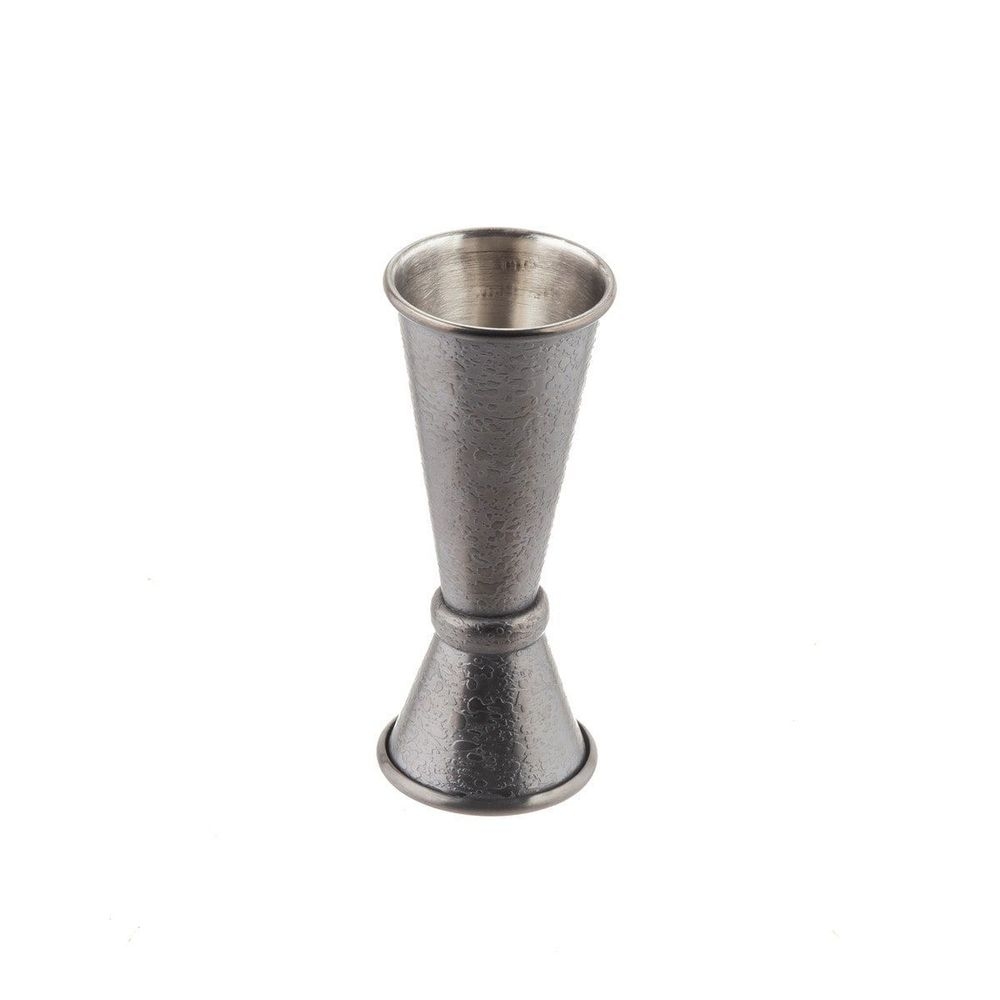 Tablecraft 18/8 Stainless Steel Black Acid Etch Finish Japanese Jigger, 0.5 Ounce / 1 Ounce Capacity