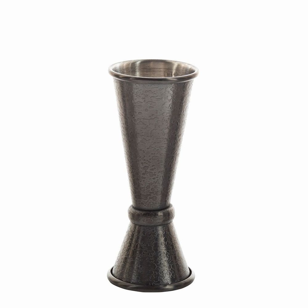 Tablecraft 18/8 Stainless Steel Black Acid Etch Finish Japanese Jigger, 1 Ounce / 1.5 Ounce Capacity
