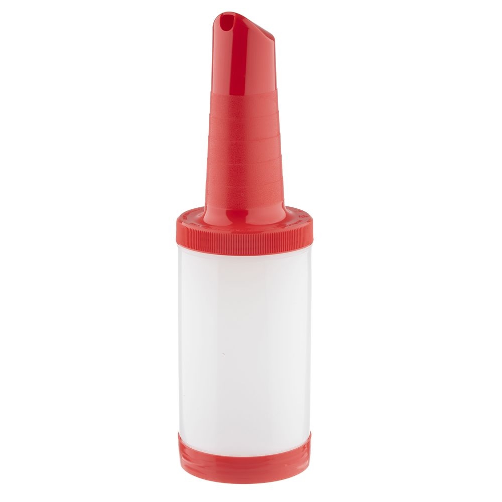 Tablecraft High Density Polyethylene Complete 1 Quart Red One-Piece PourMaster, 3.6875 x 3.6875 x 12.5 inch -- 12 per case
