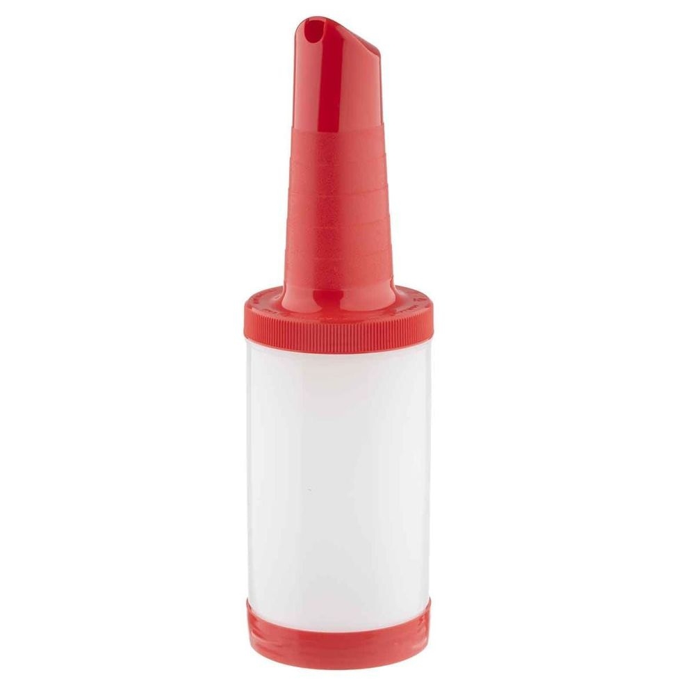 Tablecraft One-Piece PourMaster 1 Quart High Density Polyethylene Red Complete Pourer, 3.6875 x 3.6875 x 12.5 inch -- 12 per case