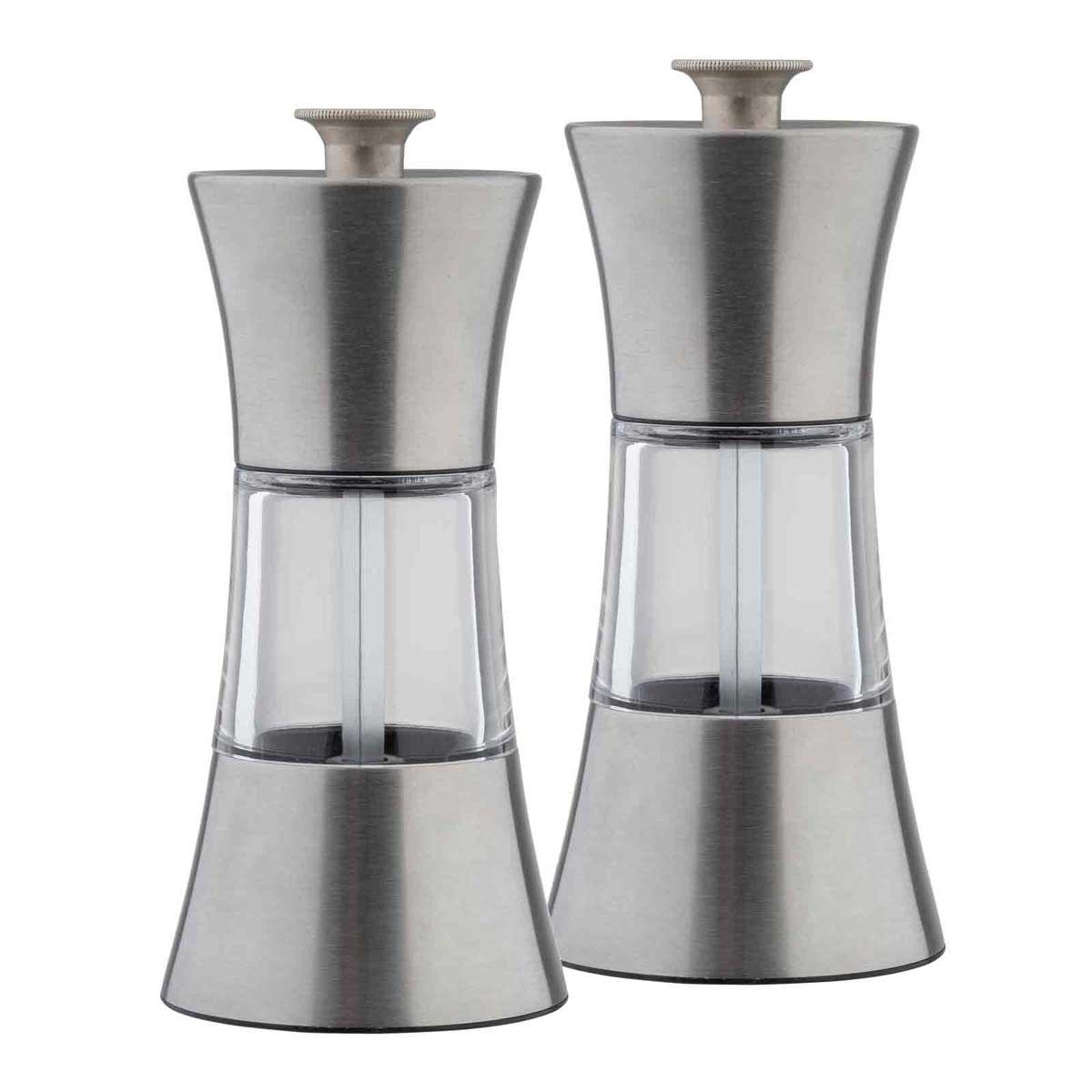 Tablecraft Stainless Steel and Acrylic Salt and Pepper Mill Set, 5 inch -- 1 set