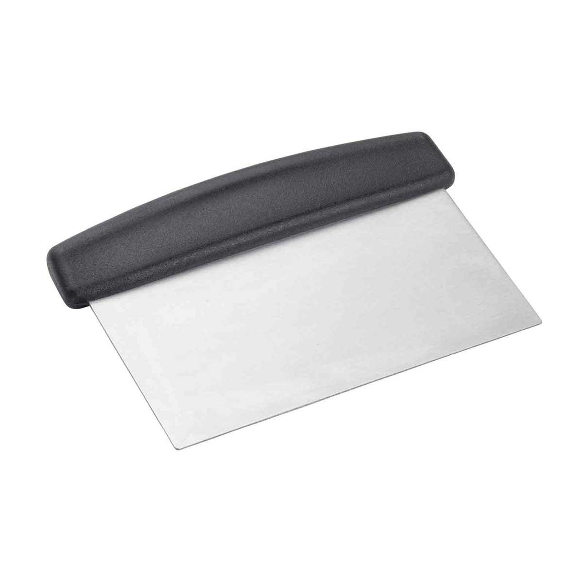 Tablecraft Stainless Steel Dough Scraper with Black Polypropylene Handle, 6 inch