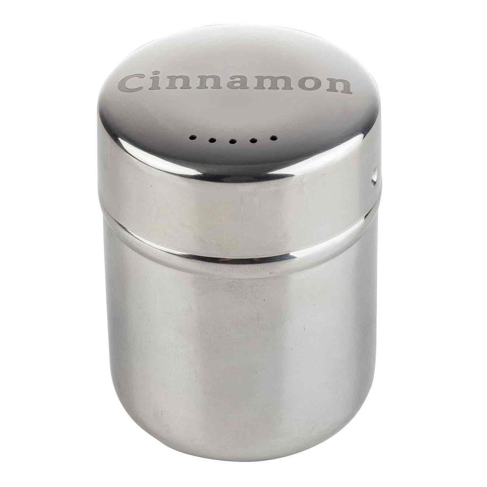 Tablecraft Stainless Steel Cinnamon Shaker with Storage Cap, 6 Ounce Capacity