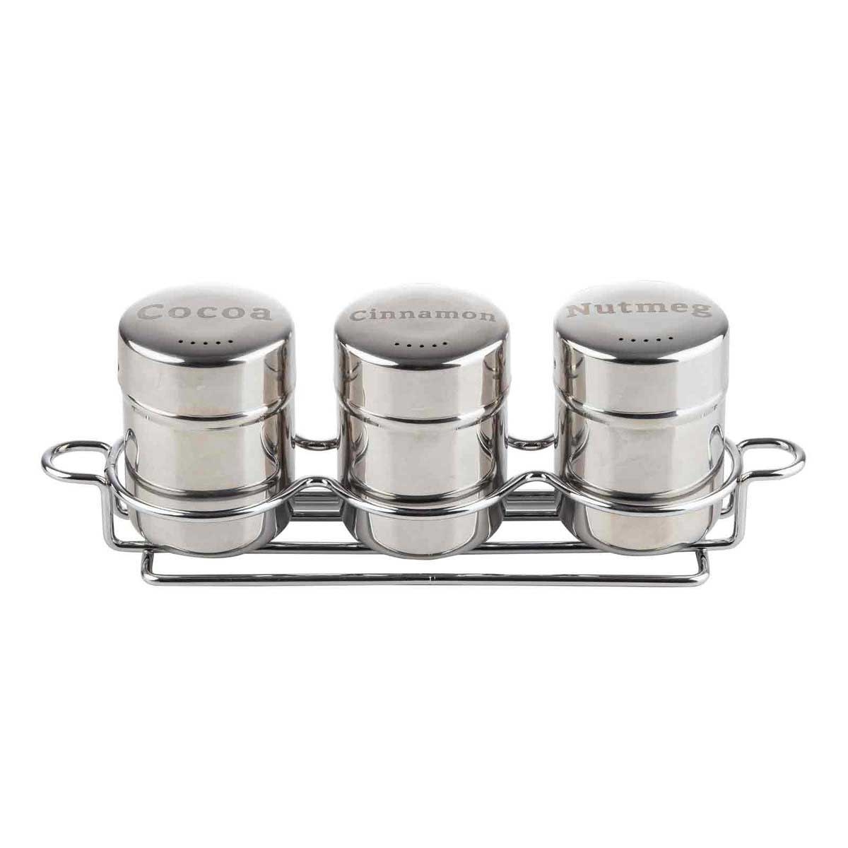 Tablecraft Stainless Steel 3 Piece Coffee Shaker Set with Rack, 6 Ounce Capacity