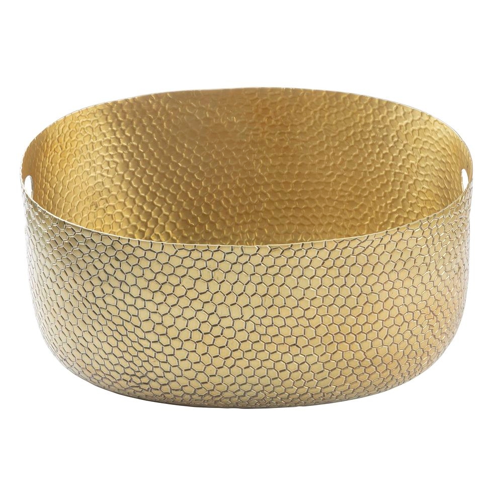 Tablecraft Crackle Collection Aluminum Gold Powder Coated Beverage Tub, 2.25 Gallon Capacity