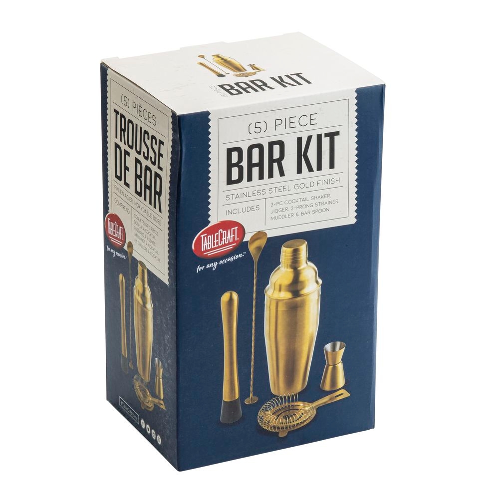 Tablecraft 18-8 Stainless Steel Gold 5-Piece Bar Kit, 6.125 x 5 x 10.25 inch -- 6 per case