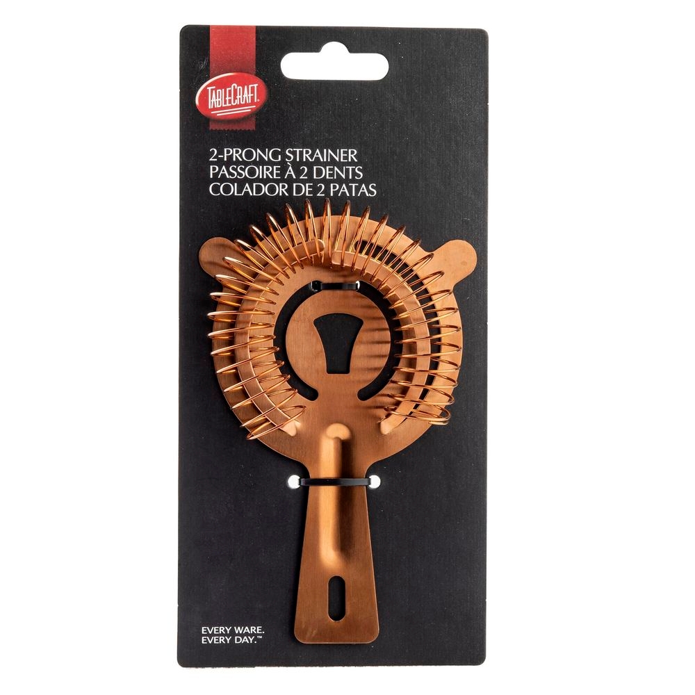 Tablecraft PVD Barware 18-8 Stainless Steel Bronze 2-Prong Strainer, 5.75 x 3.625 x .875 inch -- 6 per case