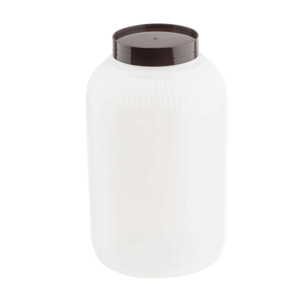 Tablecraft PourMaster High Density Polyethylene 0.5 Gallon Backup Mix Bottle with Brown Cap, 4.875 x 4.875 x 8.75 inch -- 6 per case