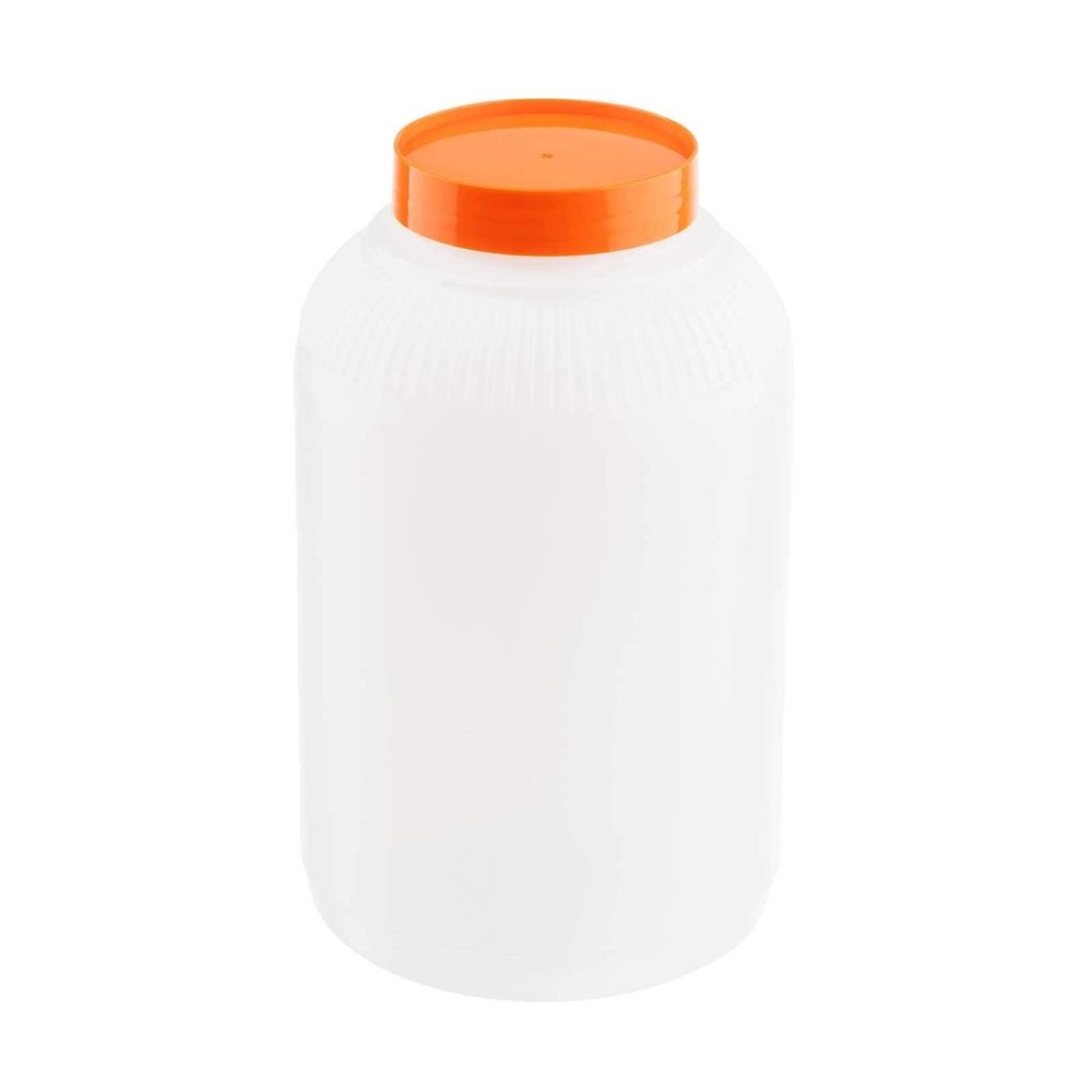 Tablecraft PourMaster High Density Polyethylene 0.5 Gallon Backup Mix Bottle with Orange Cap, 4.875 x 4.875 x 8.75 inch -- 6 per case