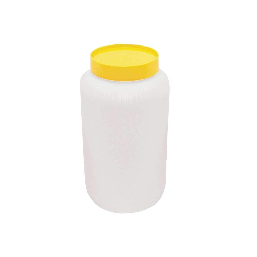 Tablecraft PourMaster High Density Polyethylene 0.5 Gallon Backup Mix Bottle with Yellow Cap, 4.875 x 4.875 x 8.75 inch -- 6 per case