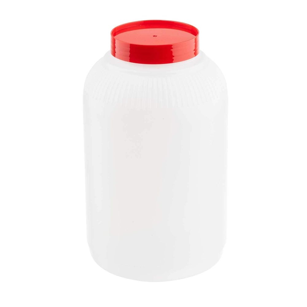 Tablecraft PourMaster High Density Polyethylene 1 Gallon Backup Mix Bottle with Red Cap, 6 x 6 x 10 inch -- 6 per case