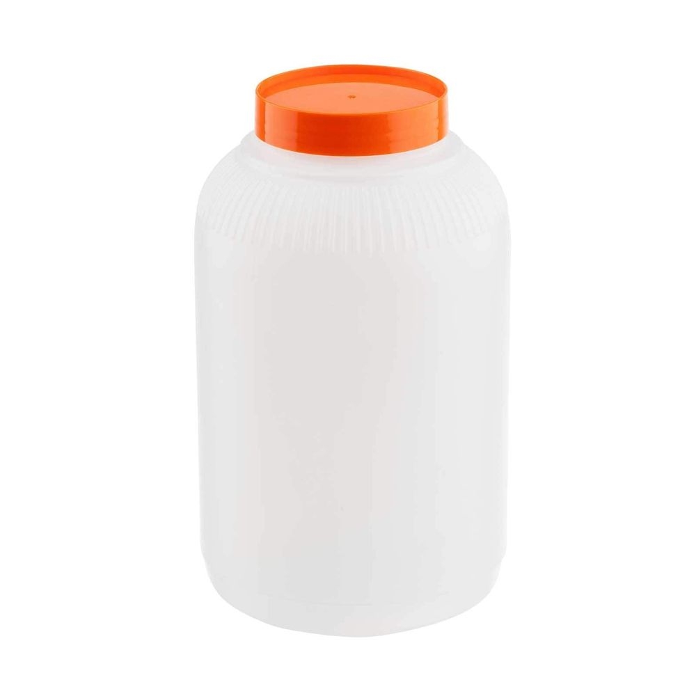 Tablecraft PourMaster High Density Polyethylene 1 Gallon Backup Mix Bottle with Orange Cap, 6 x 6 x 10 inch -- 6 per case