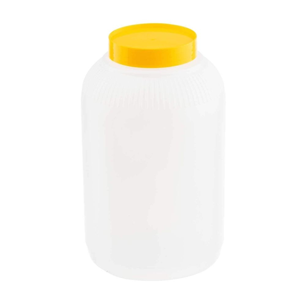 Tablecraft PourMaster High Density Polyethylene 1 Gallon Backup Mix Bottle with Yellow Cap, 6 x 6 x 10 inch -- 6 per case