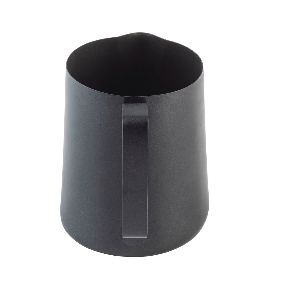 Tablecraft Stainless Steel Coated Vintage Black Finish Frothing Cup with Nonstick PTFE Finish Handle, 24 Ounce Capacity -- 12 per case