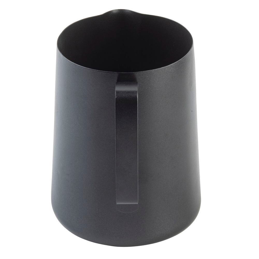 Tablecraft Stainless Steel Coated Vintage Black Finish Frothing Cup with Nonstick PTFE Finish Handle, 36 Ounce Capacity -- 12 per case