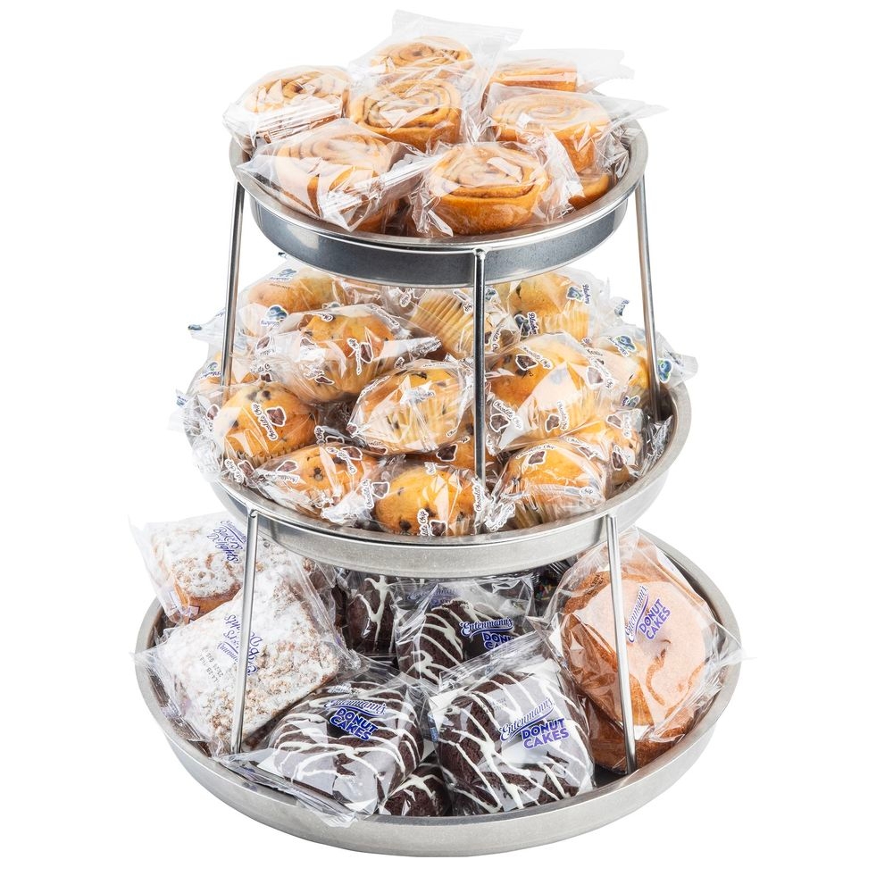 Tablecraft Stainless Steel Vintage Finish Round Three-Tiered Sharing Tower, 14 x 14 x 13.75 inch