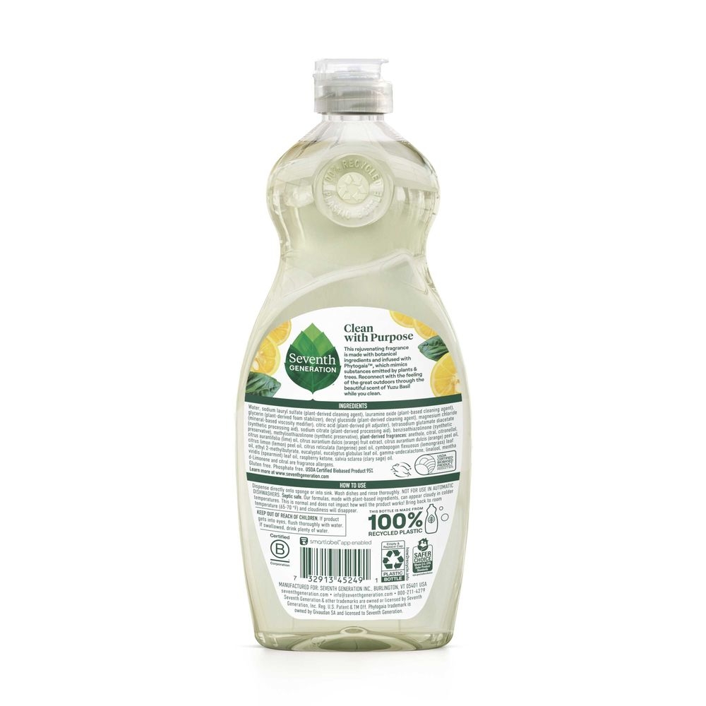 Seventh Generation Yuzu Basil Hand Dish Liquid, 19 Fluid Ounce -- 6 per case