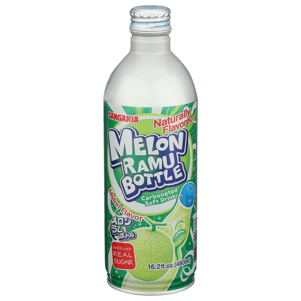 Sangaria Melon Ramune Bottled Soda, 16.2 Fluid Ounce -- 24 per case