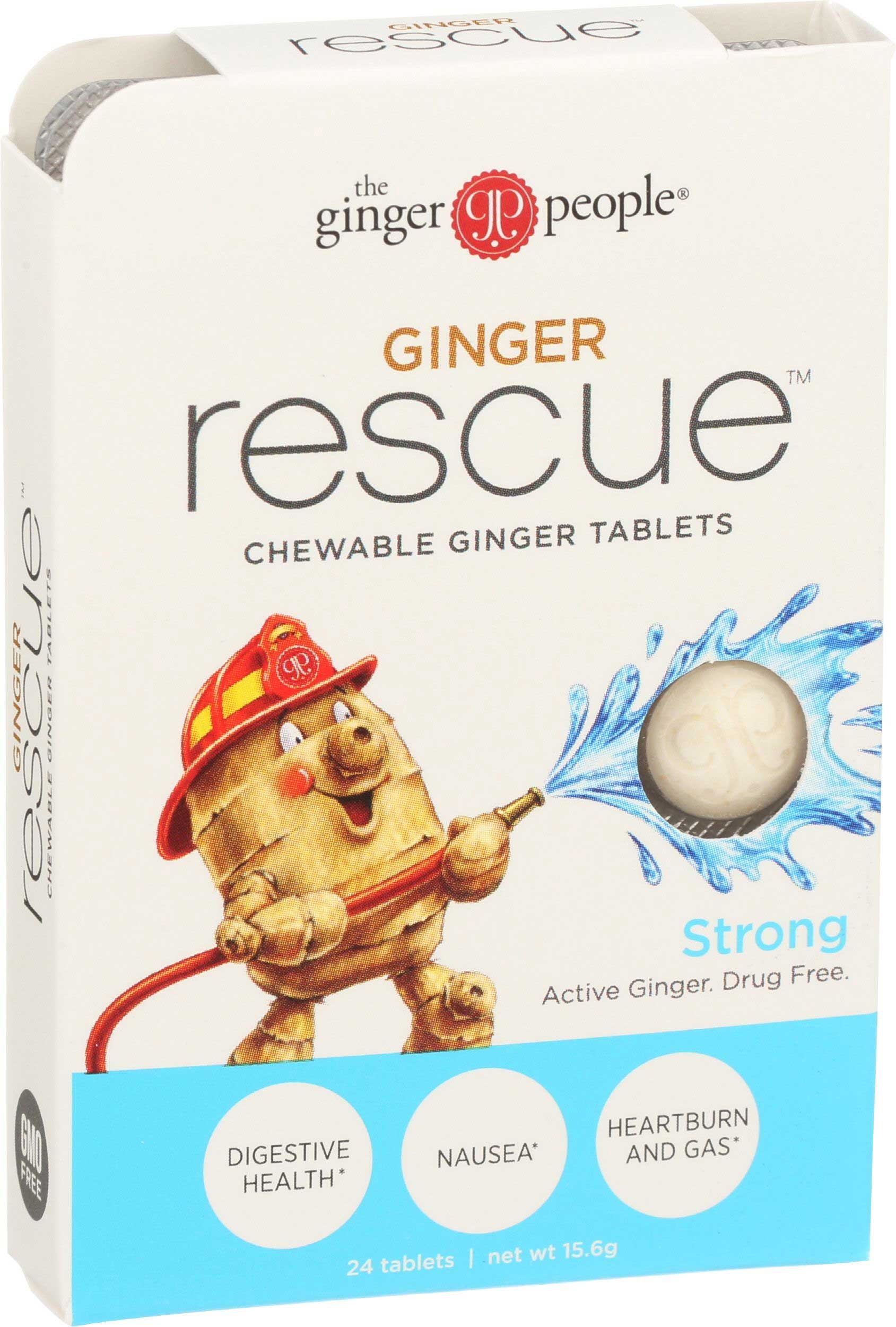 The Ginger People Ginger Rescue Strong Chewable Ginger Tablets, 0.55 Ounce -- 10 per case