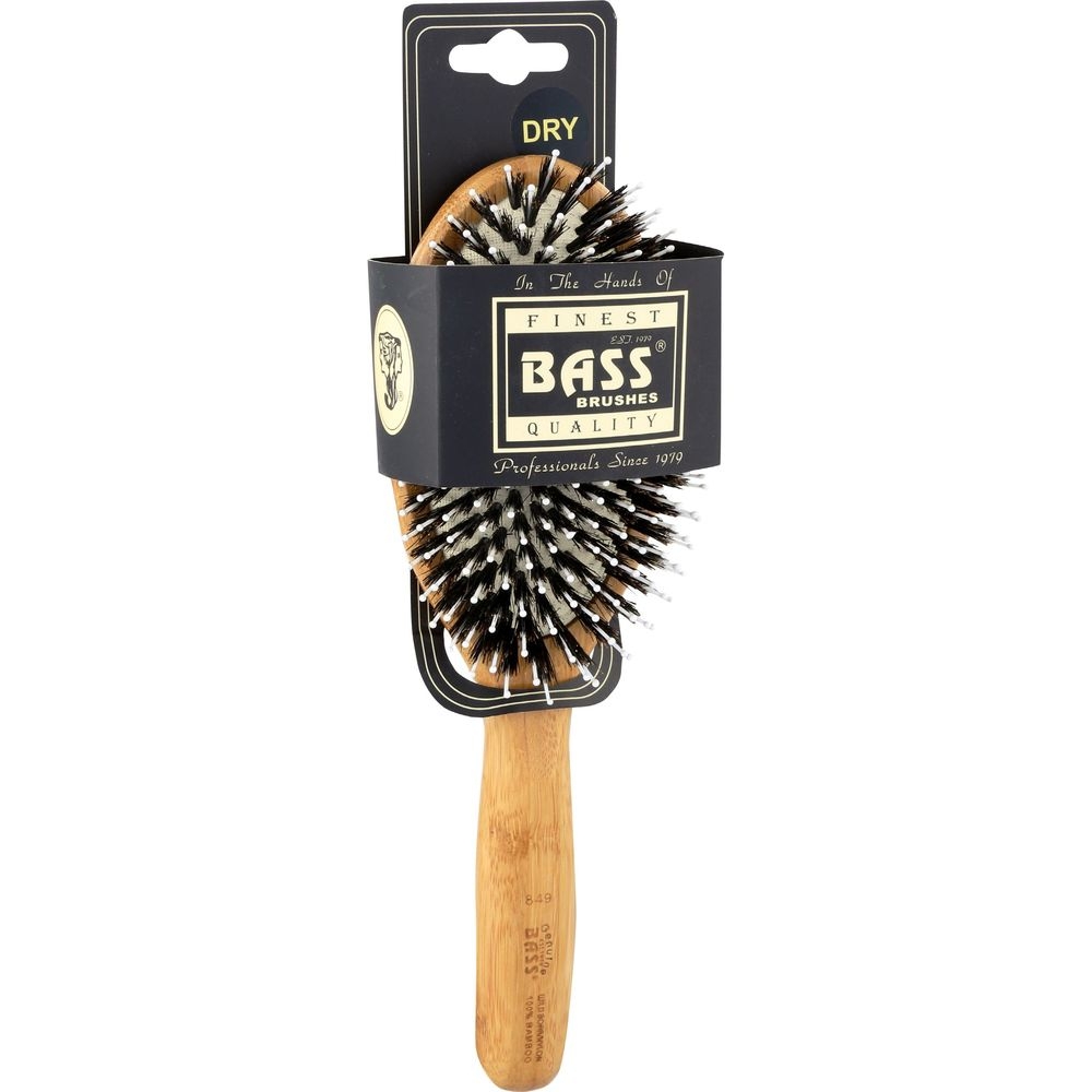 Bass Large Oval Hair Brush with Natural Wild Boar Bristle Plus Nylon Pin