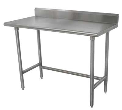 Standard Stainless Steel Work Table, 5 inch Back Splash With Galvanized Legs, Open Base, 24 x 36 inch.
