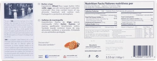 Jules Destrooper Butter Crisps Cookie, 3.53 Ounce -- 12 per case