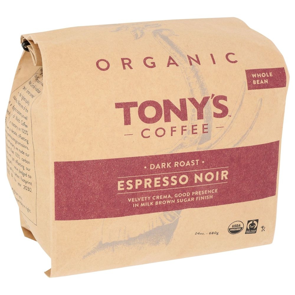 Tonys Coffee Espresso Noir Dark Roast Whole Bean Coffee, 24 Ounce -- 8 per case