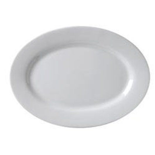 Vertex China Argyle Collection Undecorated Porcelain White Oval Platter, 9 3/4 inch -- 24 per case.