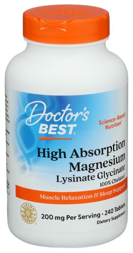 Doctors Best 200mg High Absorption Magnesium Tablets - 240 count per pack