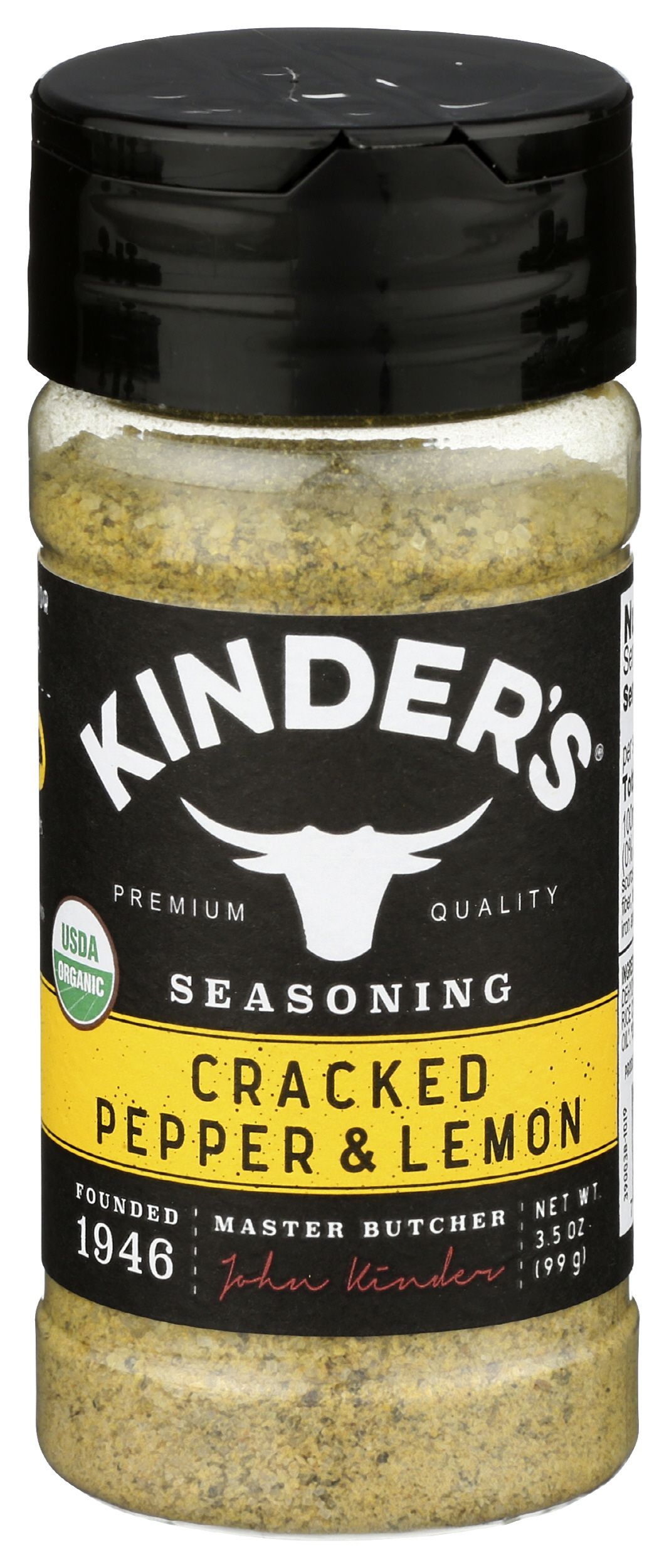 Kinders Organic Cracked Pepper and Lemon Seasoning, 3.5 Ounce -- 8 per case