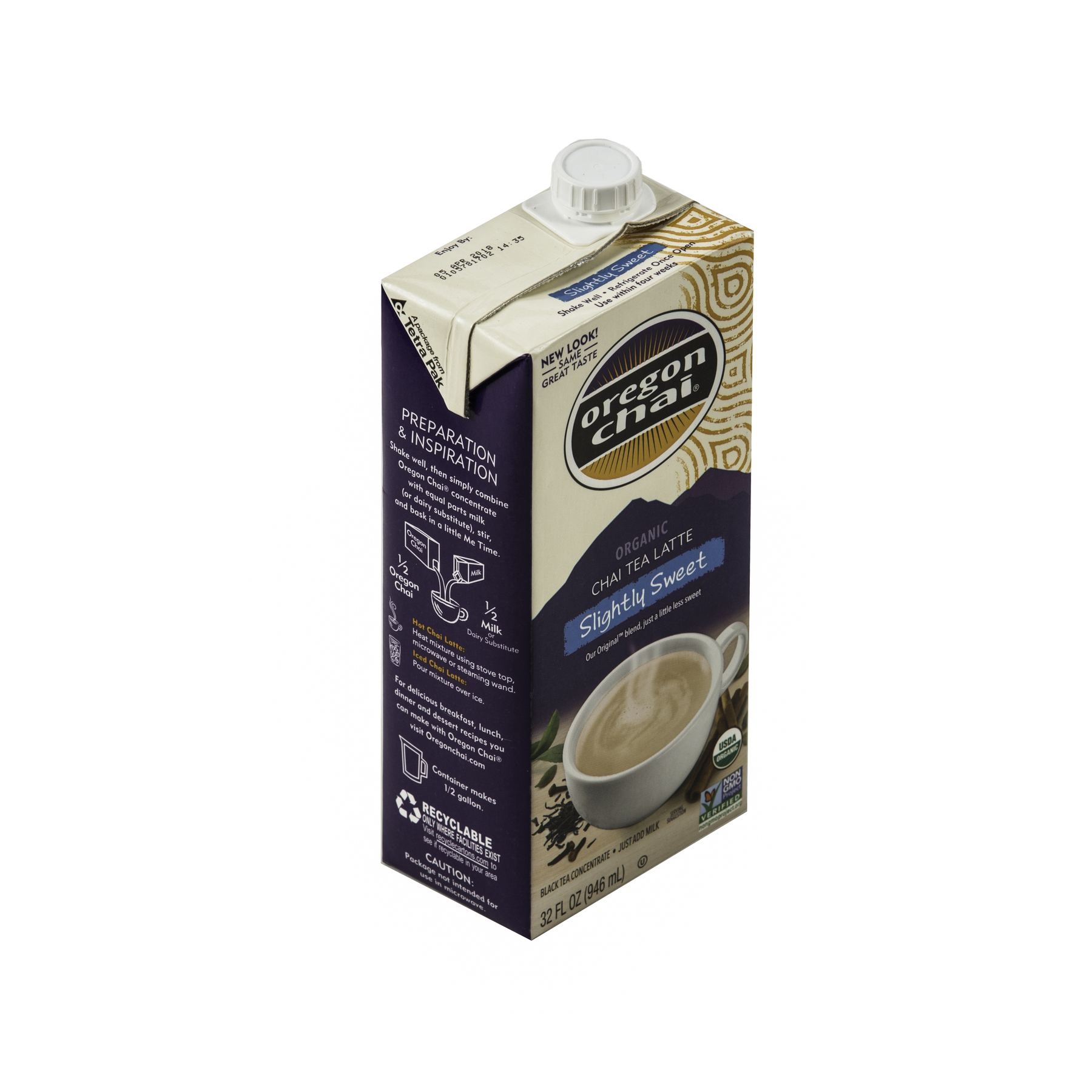 Oregon Chai Organic Slightly Sweet Original Chai Tea Lattte Concentrate - 13032, 32 Ounce -- 6 per case.