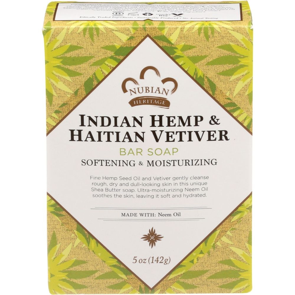 Nubian Heritage Indian Hemp and Haitian Vetiver Soap Bar, 5 Ounce