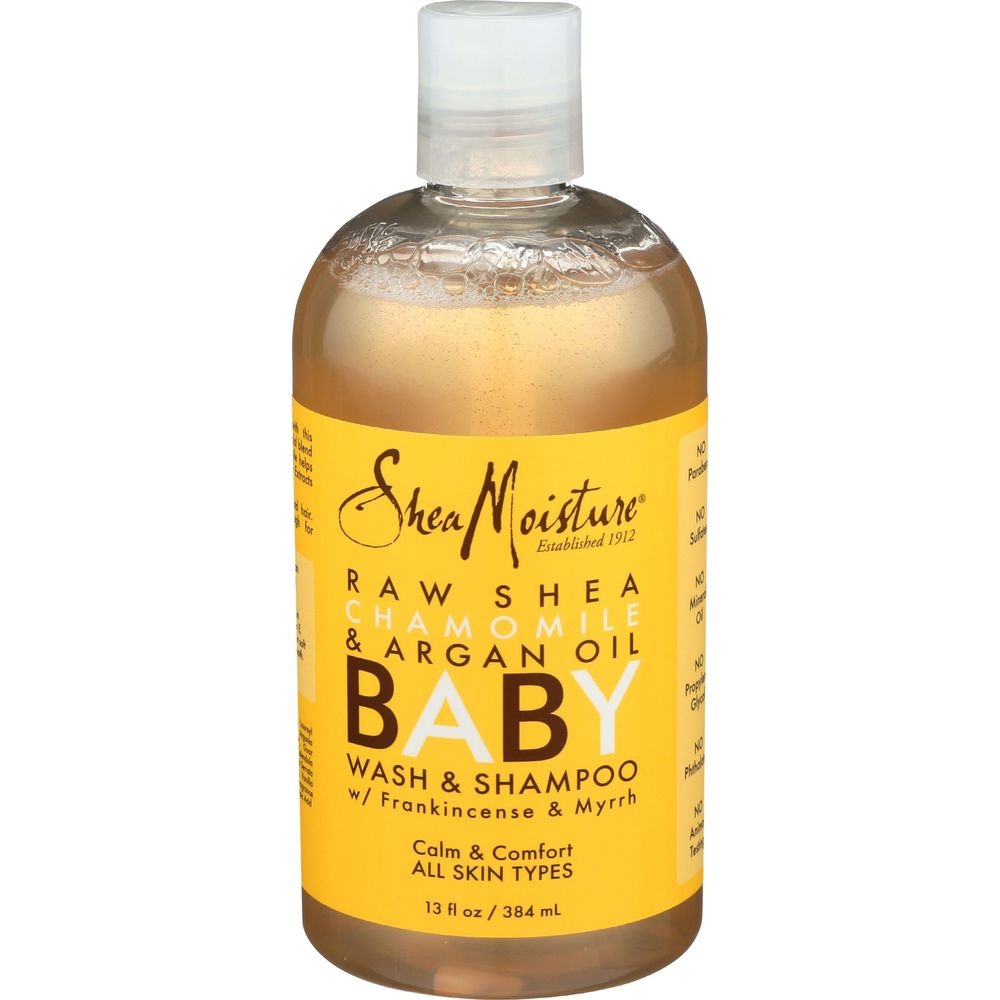 Shea Moisture Organic Raw Shea Chamomile Argan Oil Baby Wash and Shampoo, 12 Ounce