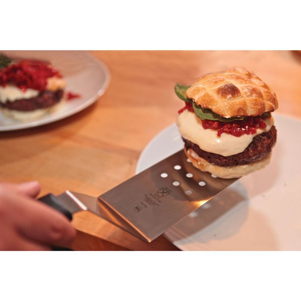 Mercer Culinary Millennia Perforated Turner/Spatula with Black Handle, 8 x 3 inch